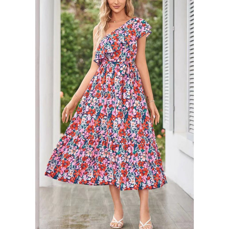 Women One-Shoulder Floral Maxi Dress Lune London
