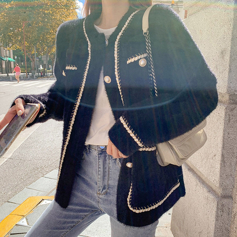 Cardigan Élégant pour Femmes avec Détails Contrastes et Poches Chic & Stil