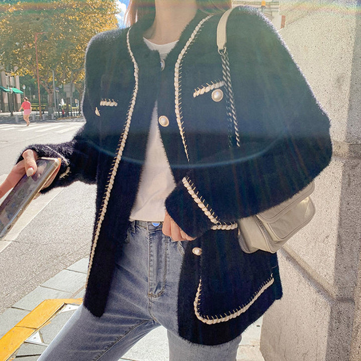 Cardigan Élégant pour Femmes avec Détails Contrastes et Poches Chic & Stil