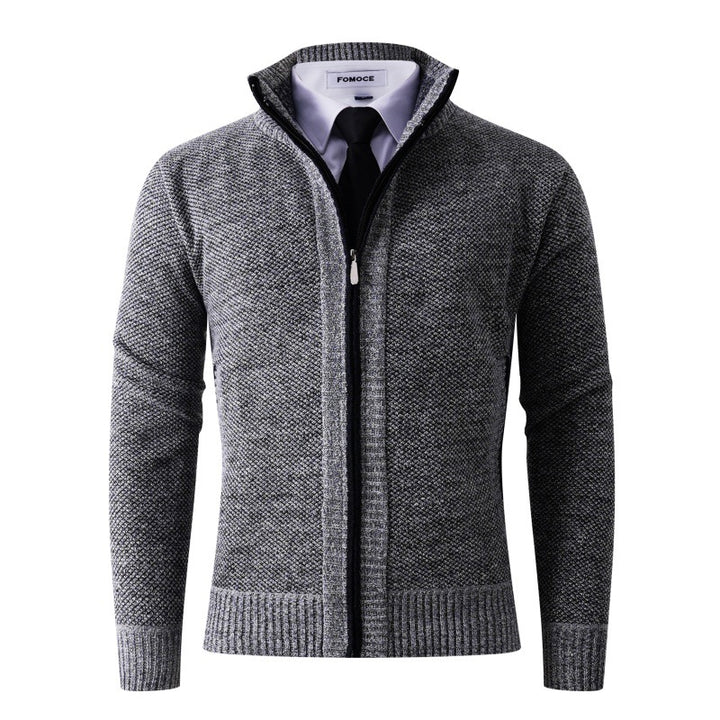 Elegant knitted jacket for men with high collar and practical pockets Lune London
