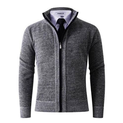 Elegant knitted jacket for men with high collar and practical pockets Lune London