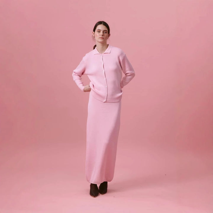 Knit jacket for women with polo collar and button closure Lune London