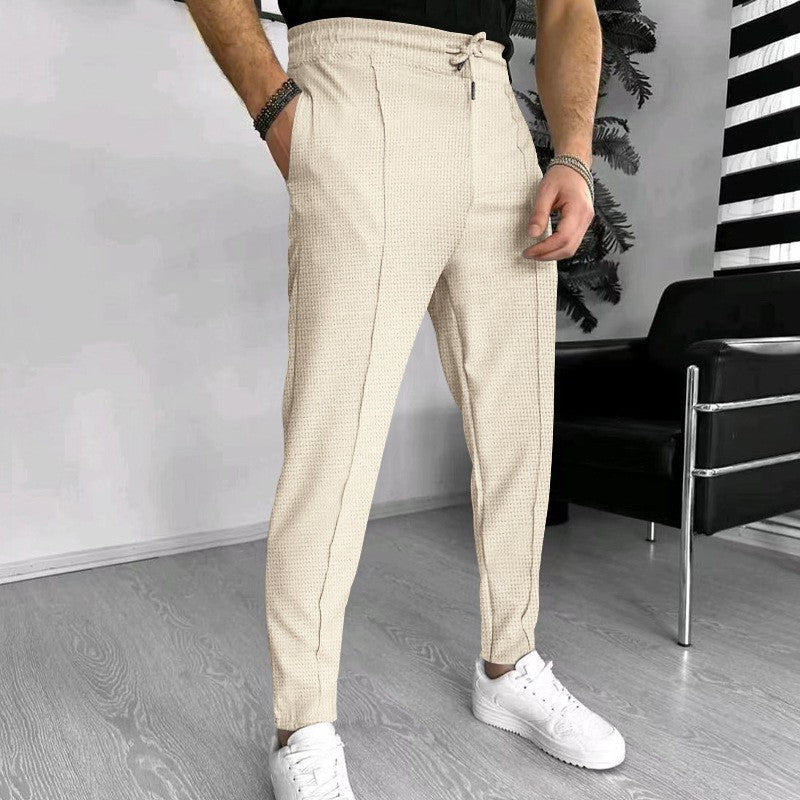 Luxury men's pants with elastic drawstring and textured design Lune London