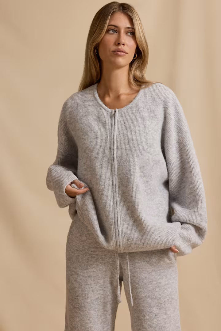 Ladies luxurious knit jacket with full zip Lune London