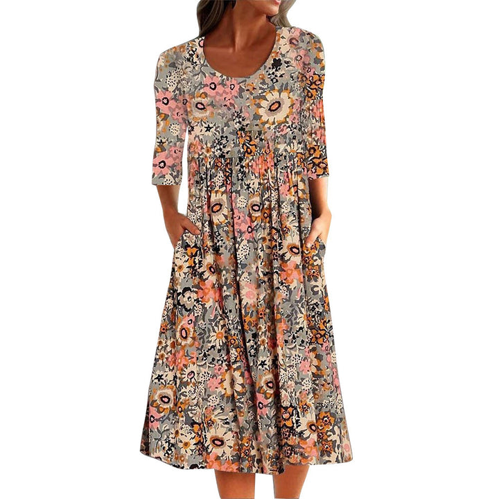 Women’s midi dress with floral design and practical pockets Lune London