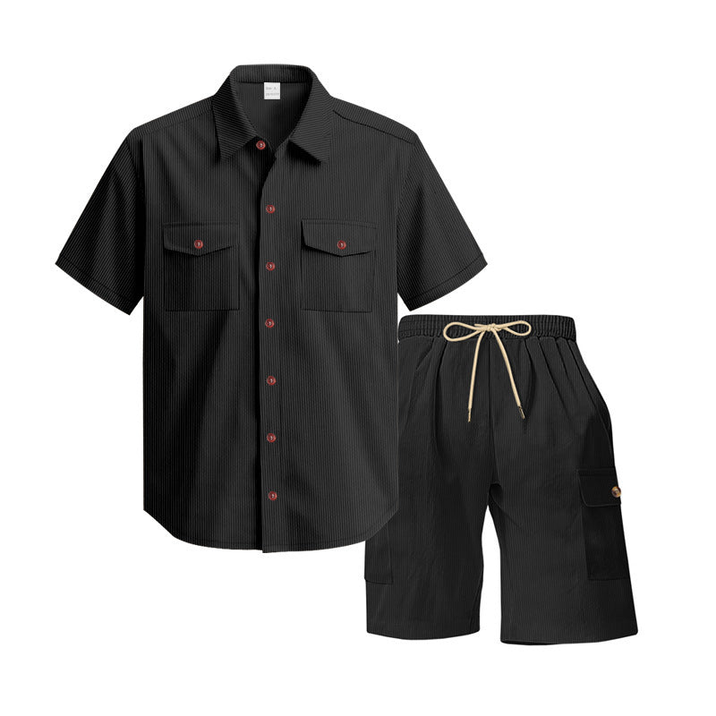 Casual short sleeve shirt for men and leisure shorts set with practical pockets Lune London