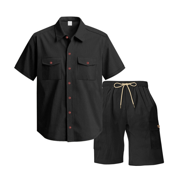 Casual short sleeve shirt for men and leisure shorts set with practical pockets Lune London