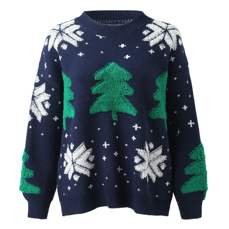 Festive Christmas sweater for women with a detailed design of Christmas tree Lune London