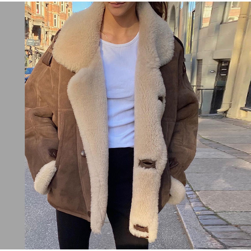 Oversized chic and stylish ladies' suede jacket