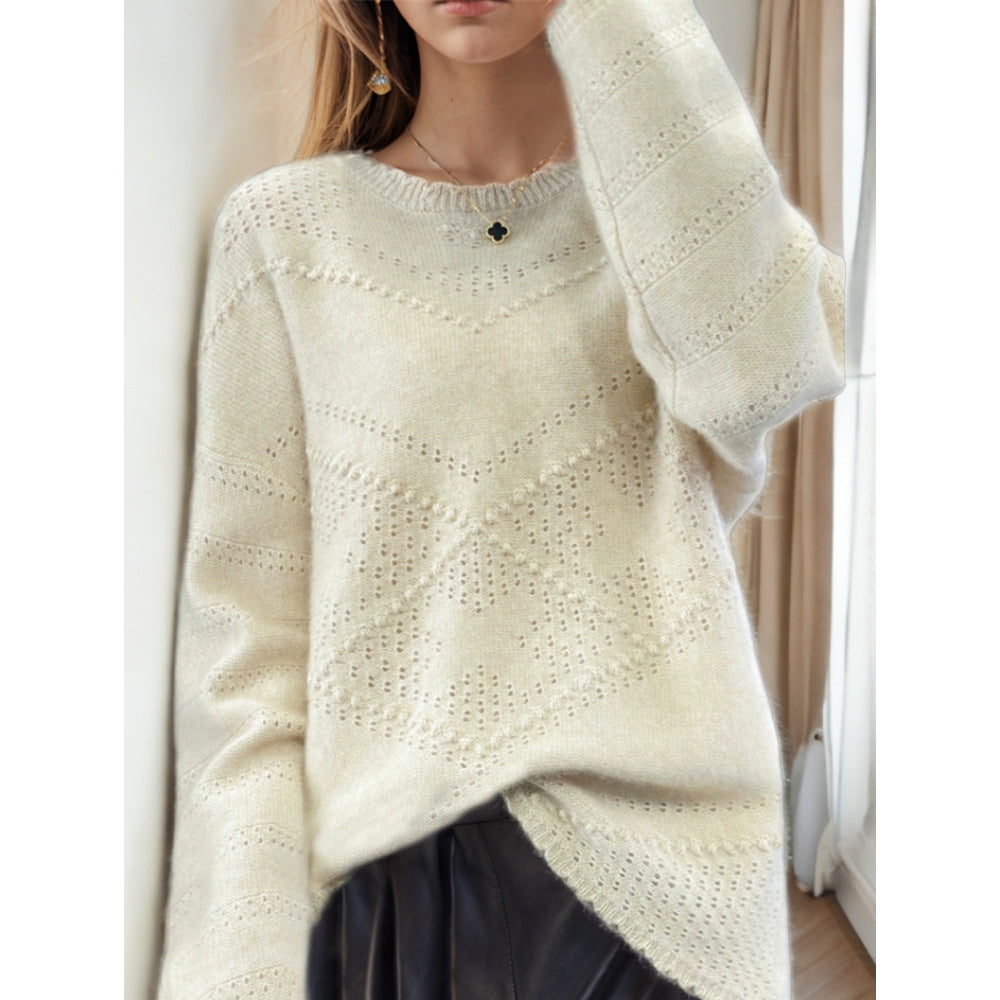 Soft knit sweater for women with refined textured patterns and a relaxed fit Lune London
