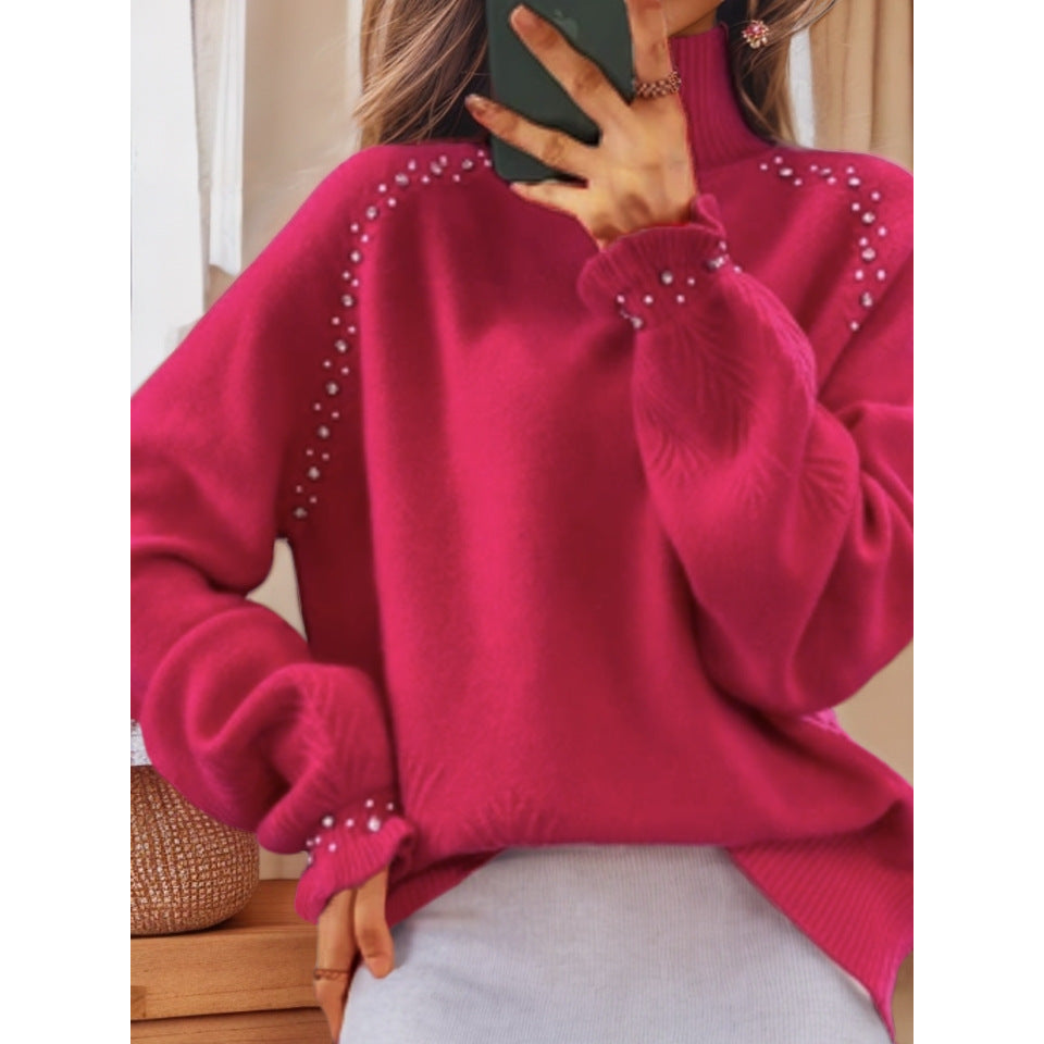 Sweater for women with elegant turtleneck and sparkling details Lune London