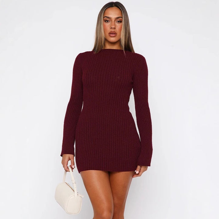 Fitted mini knit dress for women with long sleeves Lune London