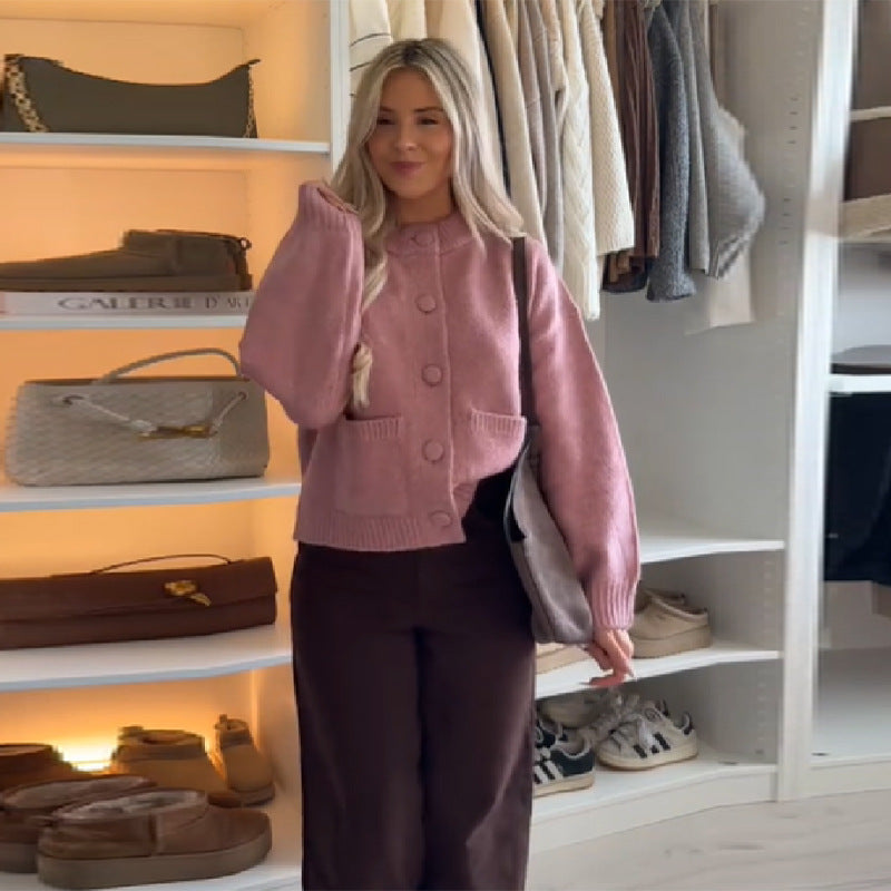Oversized knit jacket for women with button details Lune London