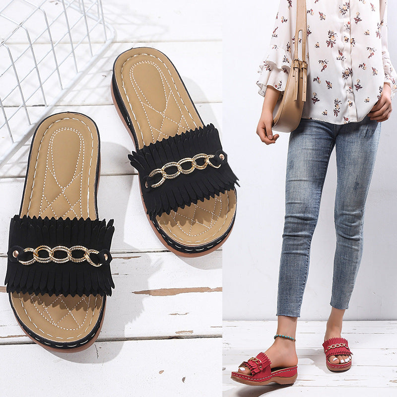 Ladies Fringe Slides Lune London