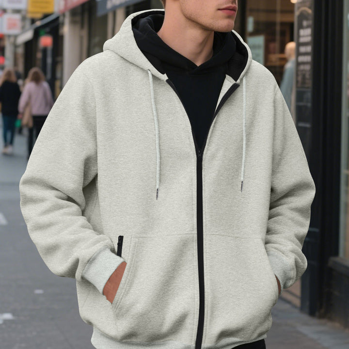 Men's zip hoodie with practical pockets and breathable fleece interior Lune London