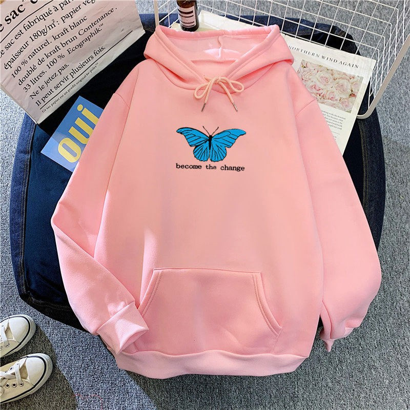 Women's hoodie with short cut and unique butterfly motif Chic & Stil