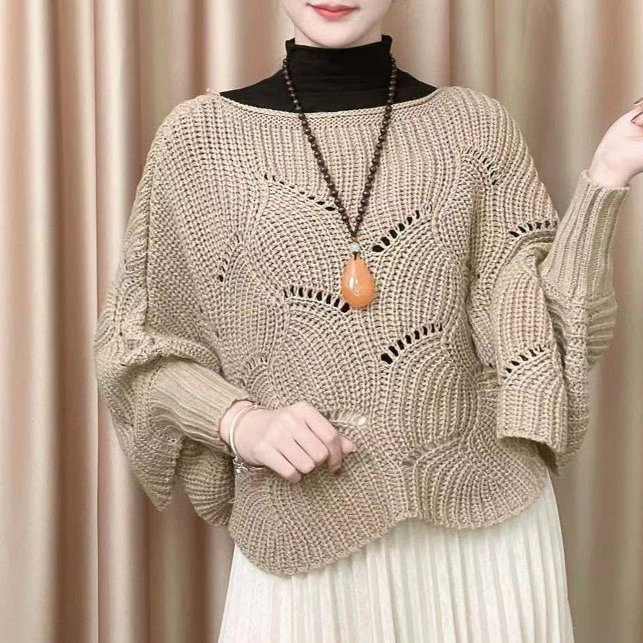 Pull en tricot aéré pour femme avec motif de trous Chic & Stil