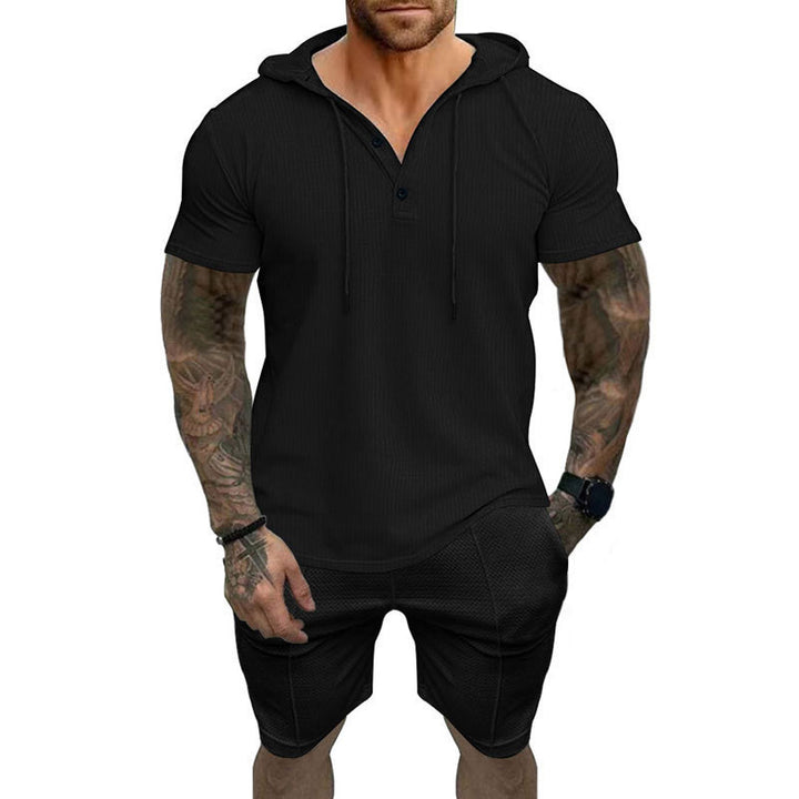Men's stylish short sleeve shirt with hood and textured surface Lune London