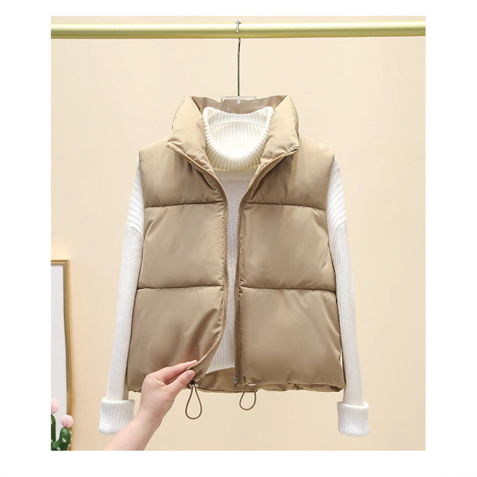 Ladies quilted gilet with high collar and adjustable waist Lune London