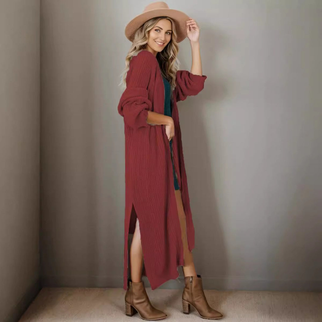 Women long knit cardigan with open design and relaxed fit Lune London