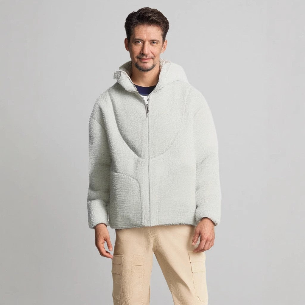 Comfortable teddy jacket for men with contrasting seams Lune London