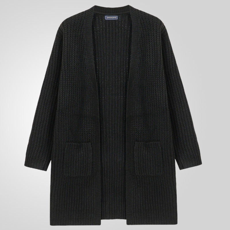 Men's oversized knit cardigan with plunging neckline and structured design Lune London