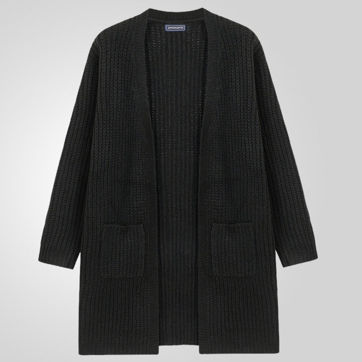 Men's oversized knit cardigan with plunging neckline and structured design Lune London