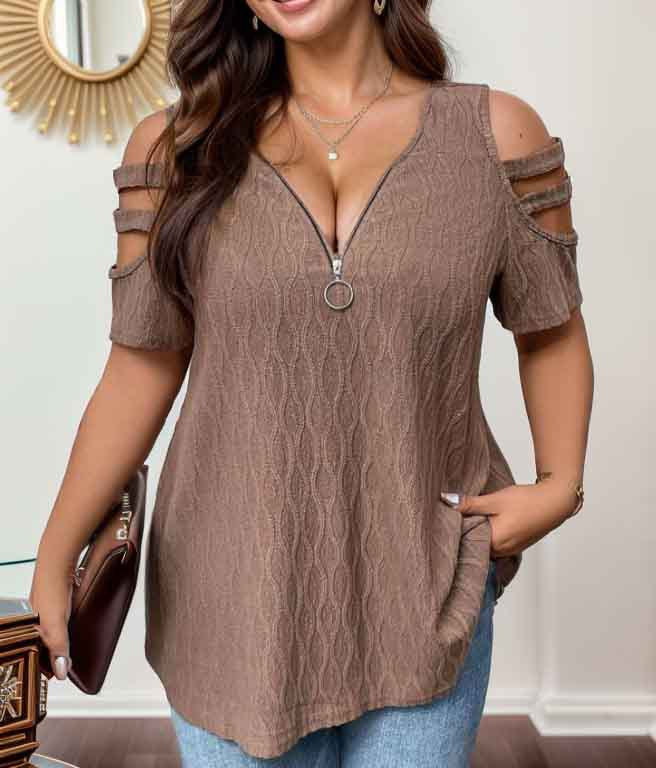 Half-sleeve zip t-shirt for women Lune London