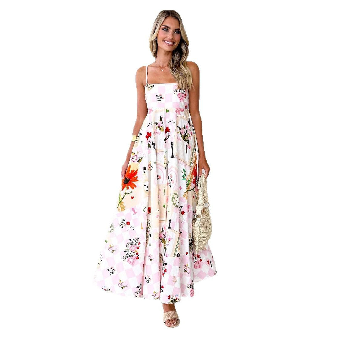 Maxi dress for women with elegant straps and floral accents Chic & Stil
