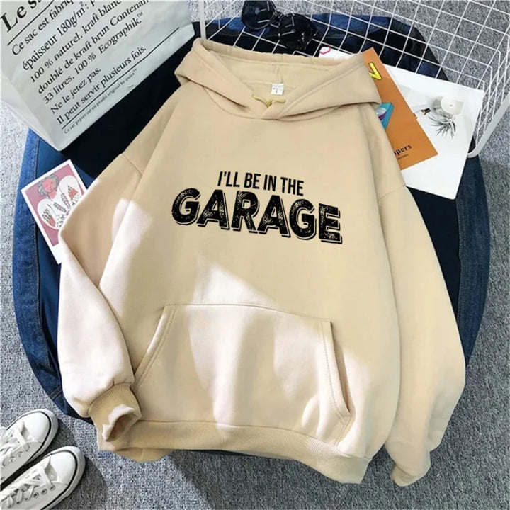 Womens Hoodie with Creative Garage Motif Chic & Stil