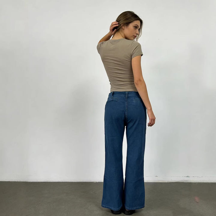 Women Bootcut Jeans with High Waist and Button Closure Lune London
