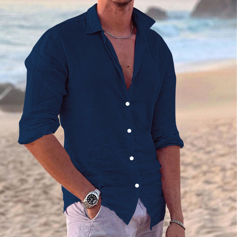 Men's Lightweight Casual Linen Button-Down Shirt Lune London