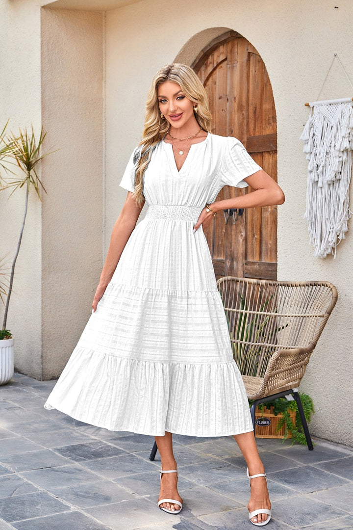 Maxi dress for ladies in lightweight striped fabric Lune London