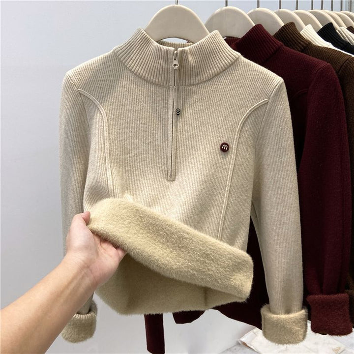 Pull en tricot pour femme avec col montant et zip Chic & Stil