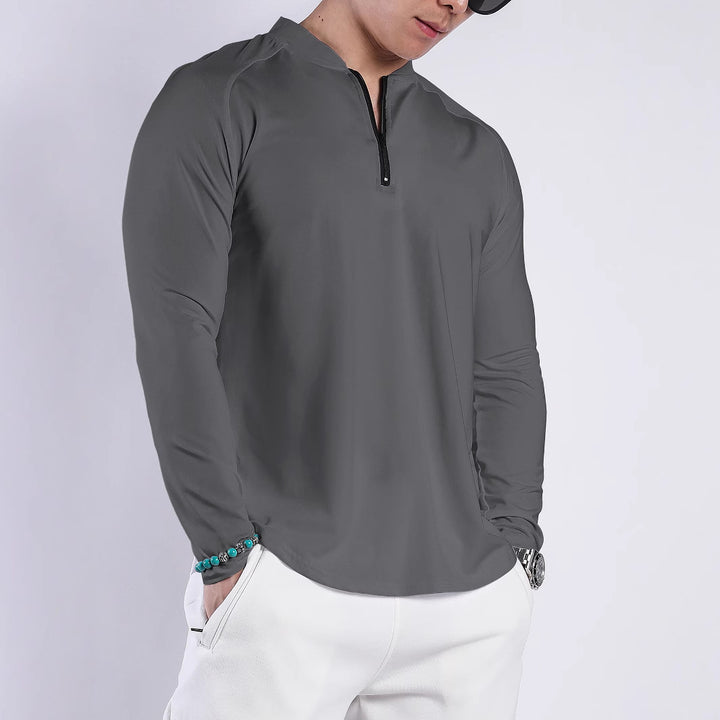 Men's Long Sleeve Sports Top with Half-Zip and Breathable Material Lune London
