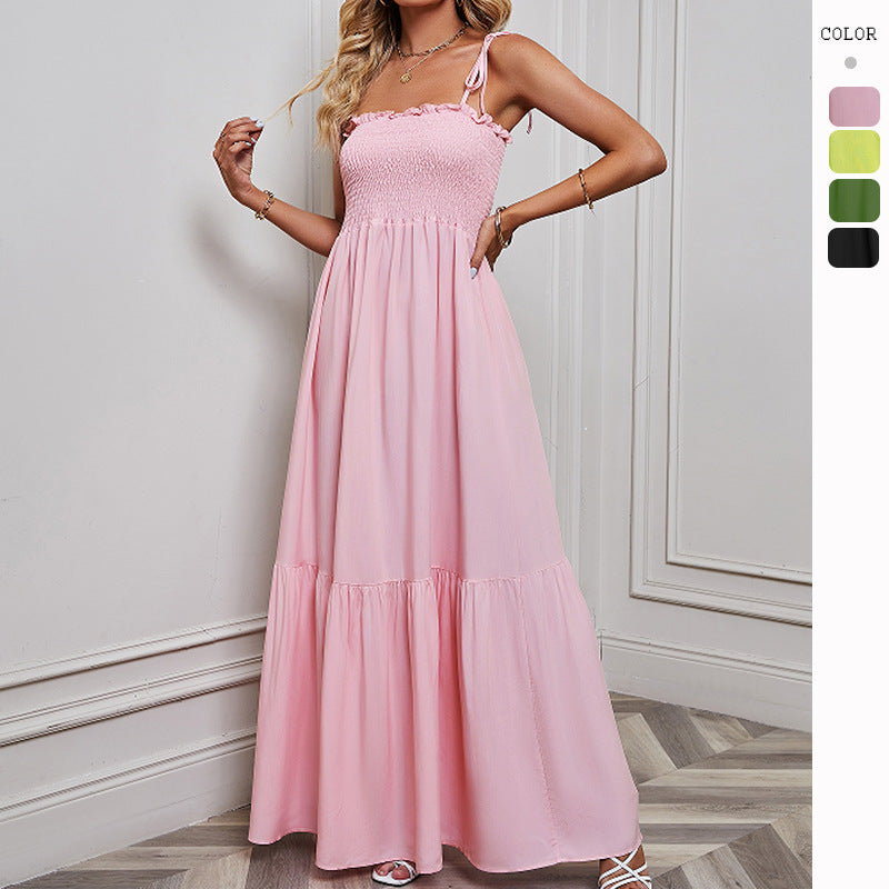 Maxi dress for women with elastic bodice and voluminous skirt Chic & Stil
