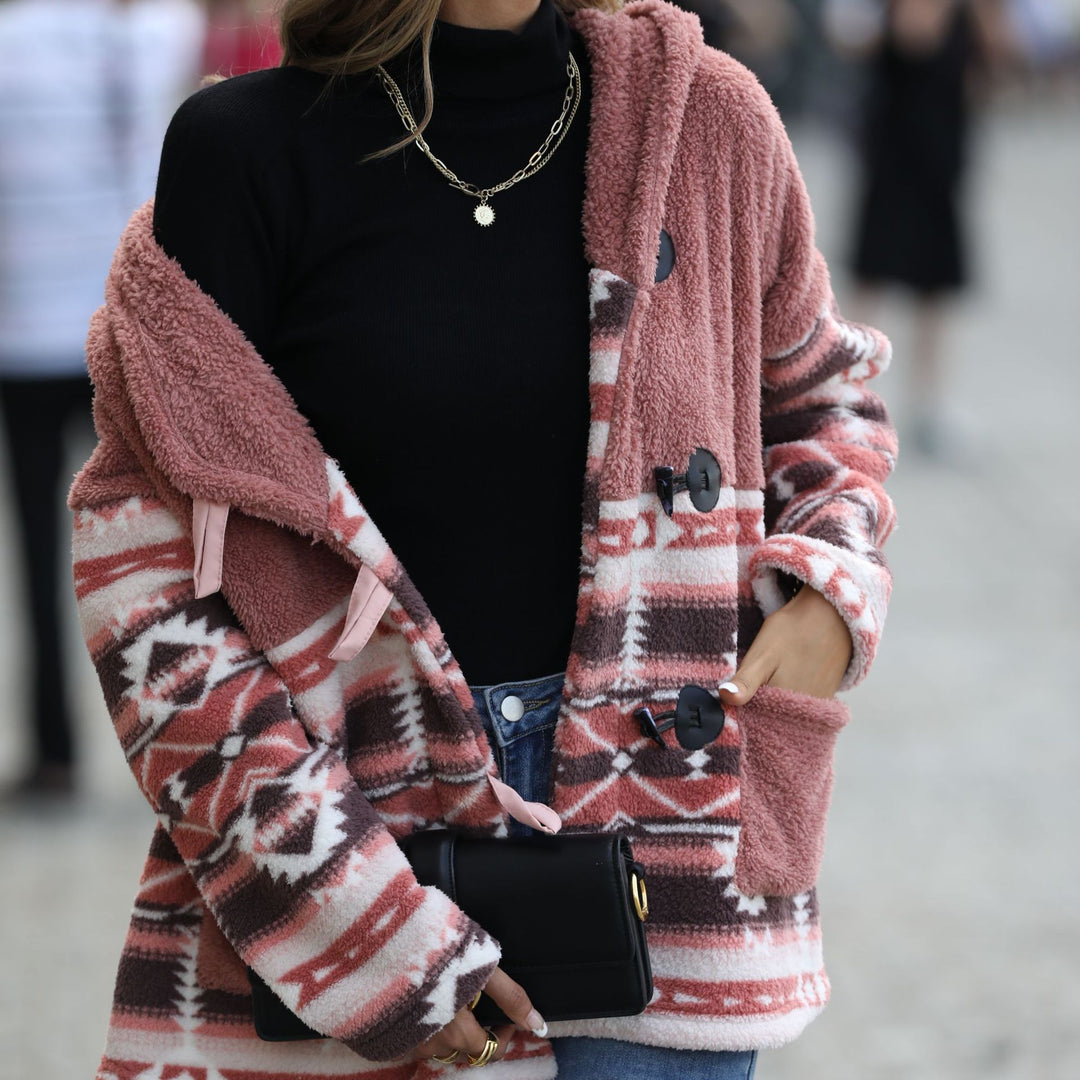 Fleece jacket for women with traditional pattern and practical pockets Lune London