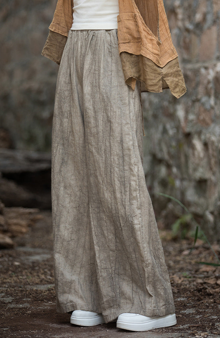 Loose linen pants for women with textured finish Lune London