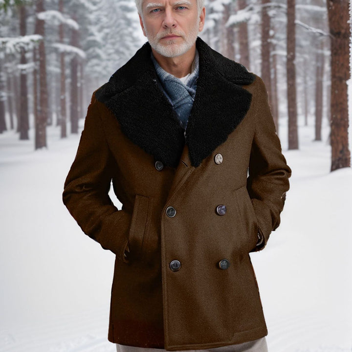 Elegant winter coat for men with wide pleated collar and practical pockets Lune London