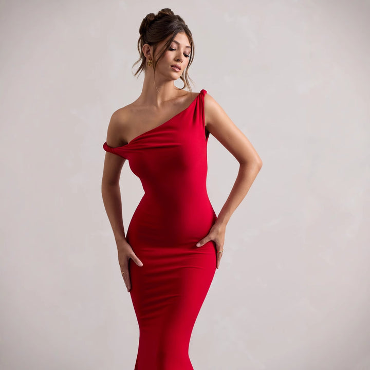 Ladies Elegant Maxi Dress with One Shoulder Lune London