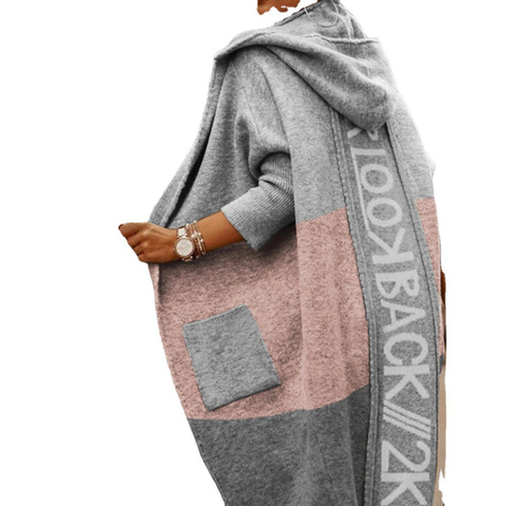 Oversized knitted coat with hood and pockets for women Lune London