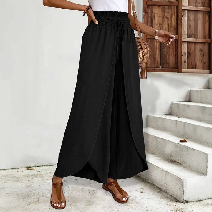 High-waisted wide pants for women with side slits Lune London