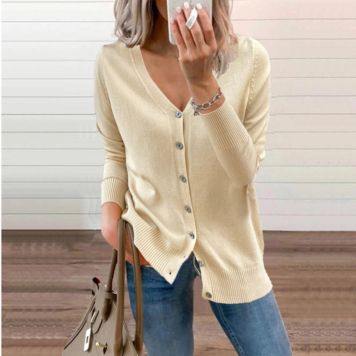 Women's V-neck Cardigan with Button Details Lune London