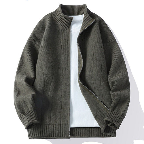 Fashion knit jacket for men with stand-up collar and zipper Lune London