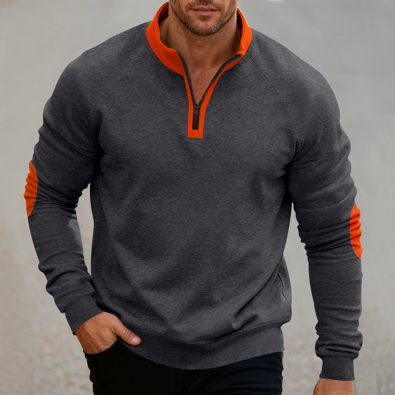 Men's sporty hoodie with short zipper and contrasting elements in Lune London