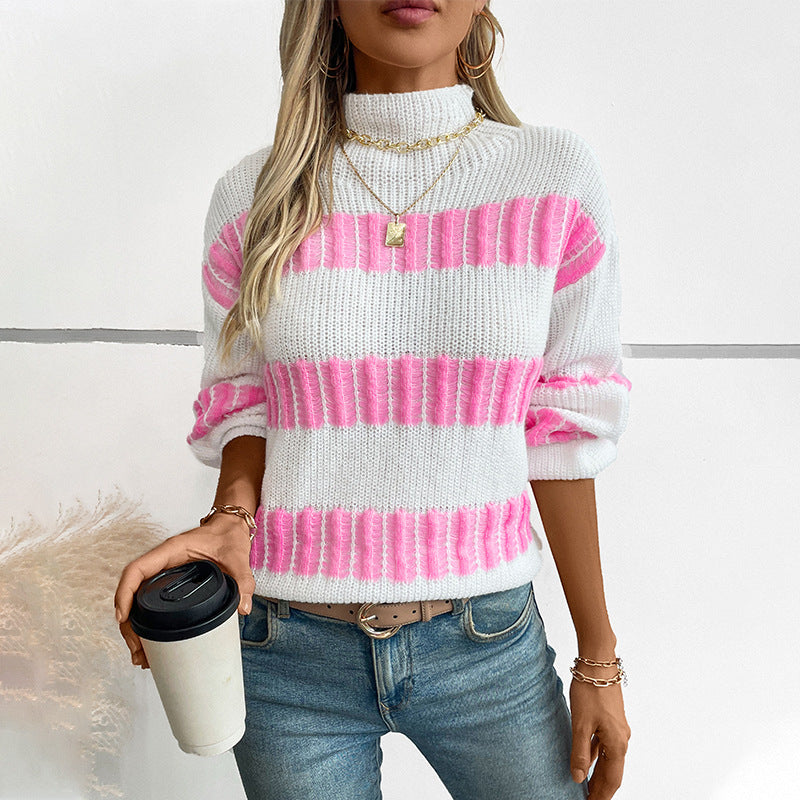 High-quality knitted sweater for women with finely structured stripes Lune London