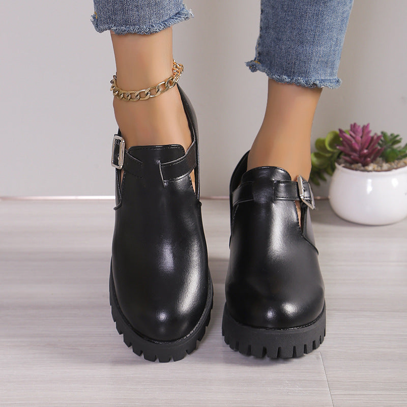 Ladies Chunky Heels with trendy buckle and non-slip sole Lune London