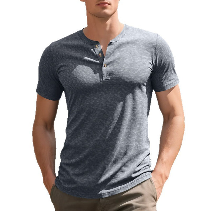Casual short sleeve Henley T-shirt for men in breathable material Lune London