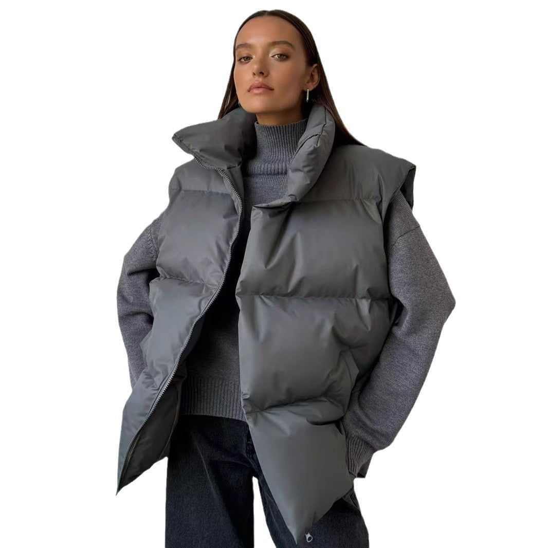 Ladies padded vest with high collar and pockets Lune London