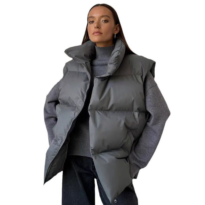 Ladies padded vest with high collar and pockets Lune London